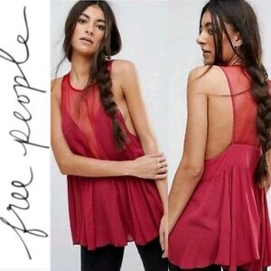 Intimately Free People Black Marble Cami Tank SMALL Raspberry Lace Tunic Sexy
